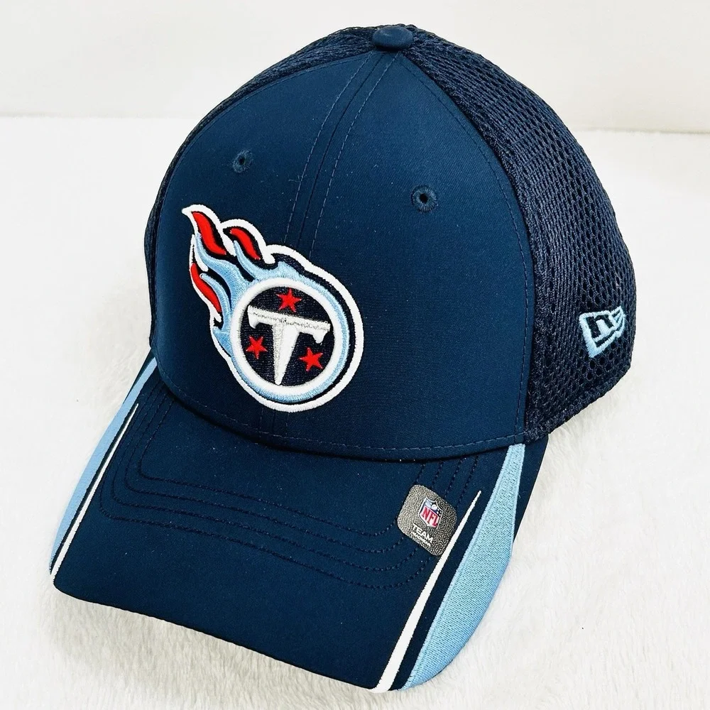 Tennessee Titans New Era Linear 39THIRTY Stretch Flex‎ Hat Cap M/L NFL Blue